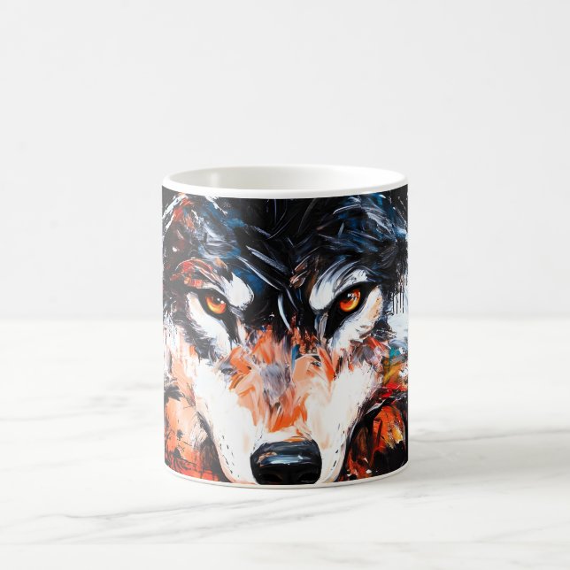 Caneca De Café Espírito Selvagem Abstrato Lobo (Centro)
