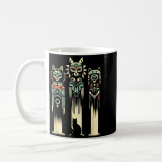 Caneca De Café Espíritos Totem de Gato - Vintage Gato Assustador