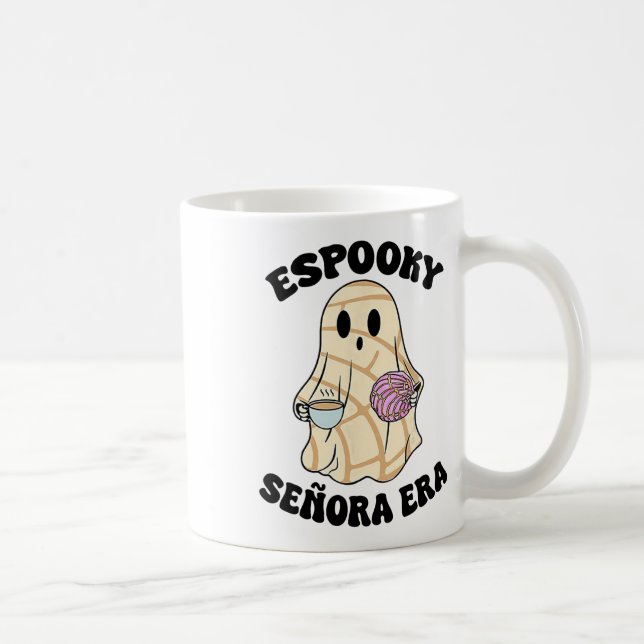 Caneca De Café Espooky Senora Era Engraçado Fantasma Espanhol Mex (Direita)