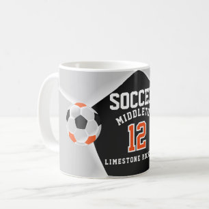 Caneca De Café Esporte de ⚽ Laranja, Preto e Branco