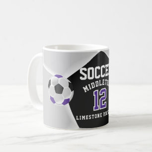 Caneca De Café Esporte de ⚽ Roxo, Negro e Branco