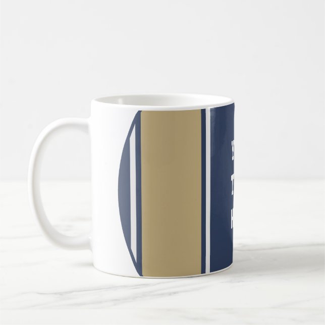 Caneca De Café ESPORTE STRIPES - Cinza de bege azul + texto (Esquerda)