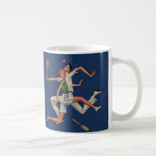 Caneca De Café Esportes Antigos, Tenistas Colidem com Raquetes