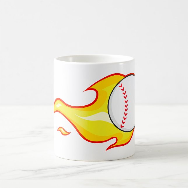 Caneca De Café Esportes De Basebol Com Chama Fastball (Criador carregado)