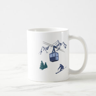 Caneca De Café Esportes de Inverno Esqui Cena de Neve Resort de E
