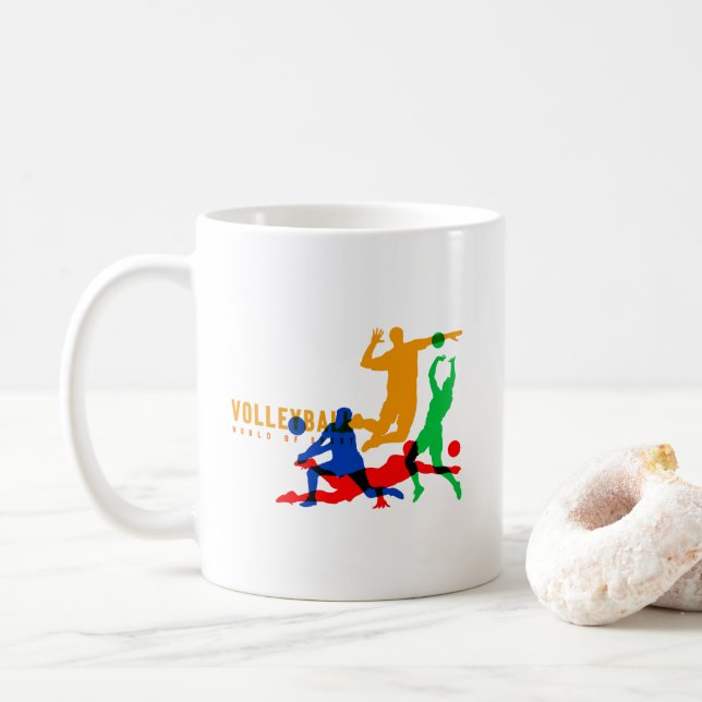 Caneca De Café Esportes de Voleibol | Clássica #11 (Com Donut)