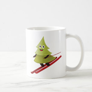 Caneca De Café Esportes em neve com pinheiro de esqui e árvores