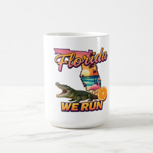 Caneca De Café Esportes Florida We Run Sunset Alligator Flamingo