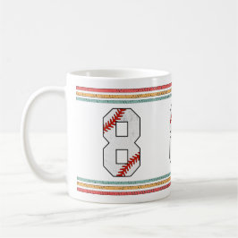Caneca De Café Esportes Número 8 de Beisebol Vintage Retro