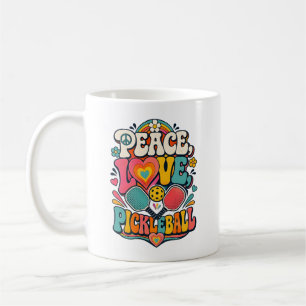Caneca De Café Esportes Retrô Groovy Paz Amor Pickleball