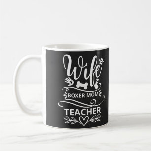 Caneca De Café Esposa Boxer Mãe Professora Engraçado Cachorro