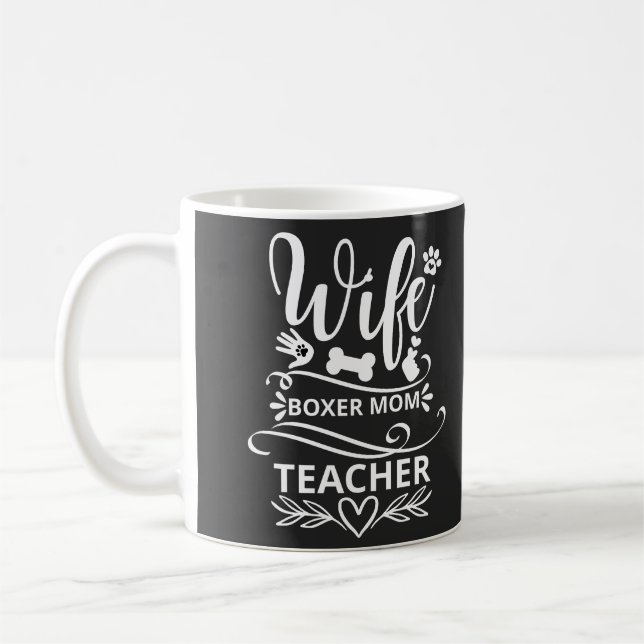 Caneca De Café Esposa Boxer Mãe Professora Engraçado Cachorro (Esquerda)