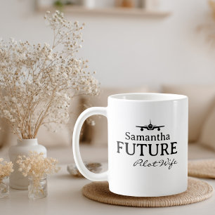 Caneca De Café Esposa de Futuro Piloto Avião Casamento Simples 