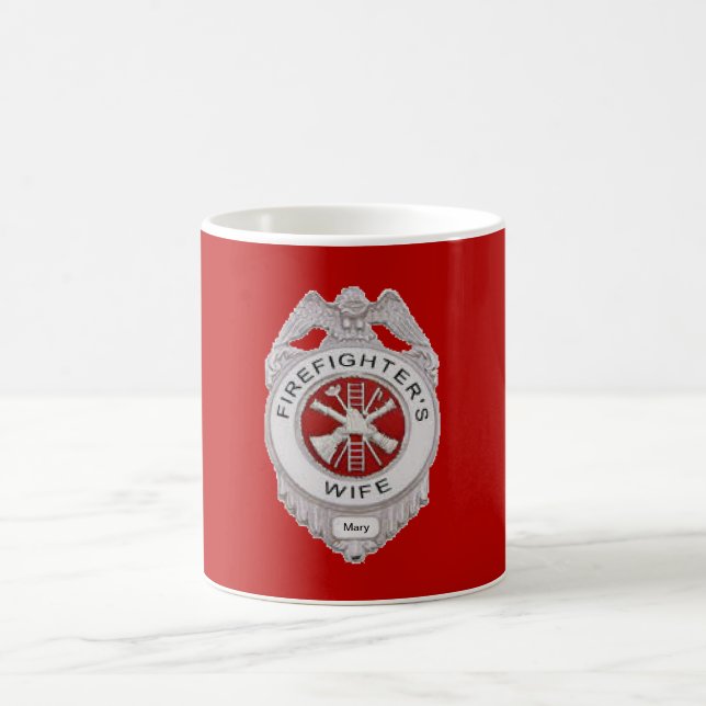 Caneca De Café Esposa do Bombeiro Personalizada (Centro)