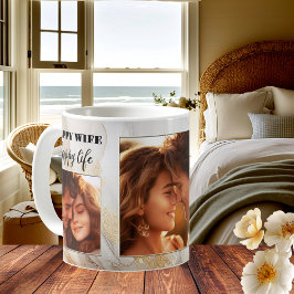 Caneca De Café Esposa Feliz, Dourada Casamento Artístico Mug