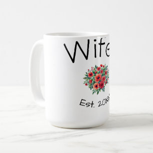 Caneca De Café Esposa floral vermelha ano futuro esposa dia dos n