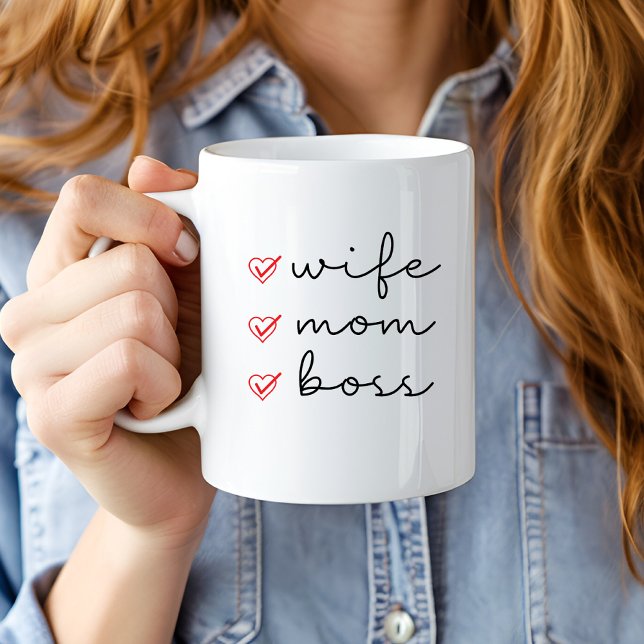 Caneca De Café Esposa Mãe Chefe (Criador carregado)