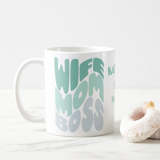 Caneca De Café Esposa, mãe, chefe costume (Com Donut)
