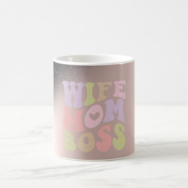 Caneca De Café Esposa Mãe Chefe Rosa de Ombre Negro Glitter Doura (Centro)