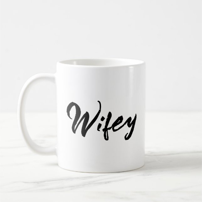 Caneca De Café Esposa vintage Black Script Mulheres (Esquerda)