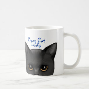 Caneca De Café Espreitando o gato preto w/Golden Eyes - a senhora