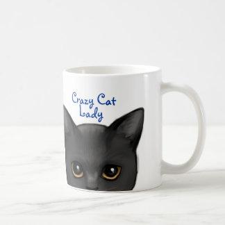 Caneca De Café Espreitando o gato preto w/Golden Eyes - a senhora