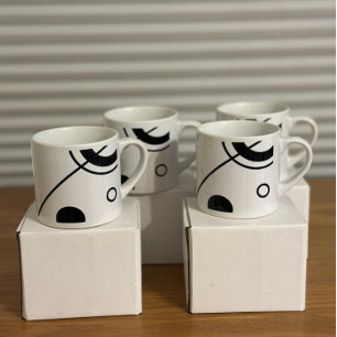 Caneca de Café Espresso Abstrata Preta e Branca El