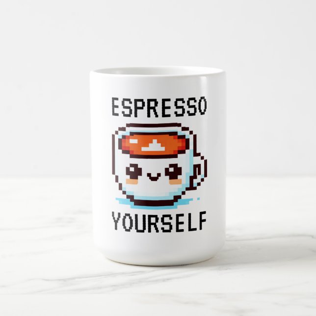 Caneca De Café Espresso - Engraçado Pixel Art Coffee Design (Centro)