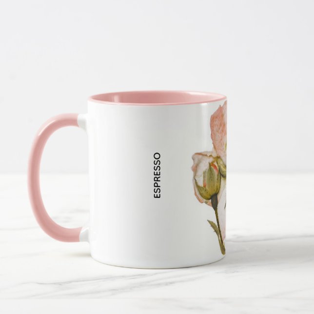Caneca de Café Espresso Floral – Duas Cores Branco (Esquerda)