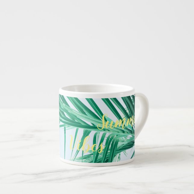Caneca de Café Espresso Folhas de Palmeira Vibraçõ (Frente Esquerda)