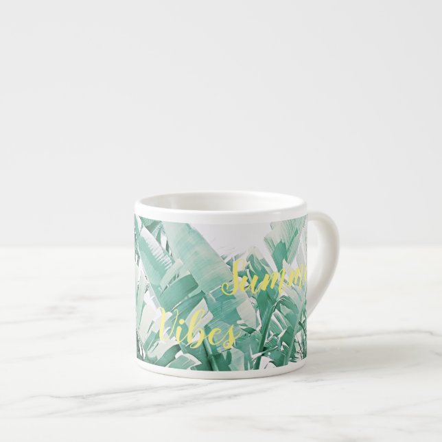 Caneca de Café Espresso Folhas de Palmeira Vibraçõ (Frente Esquerda)
