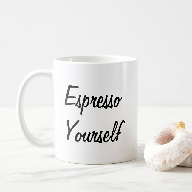 Caneca De Café Espresso Yourself Witty Pun (Com Donut)