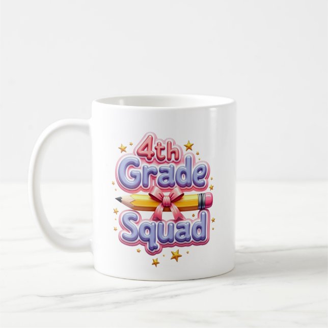 Caneca De Café Esquadrão da 4ª Série de Volta às Aulas (Esquerda)