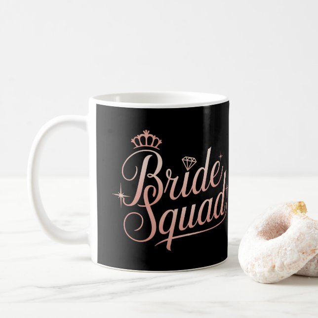 Caneca De Café Esquadrão da Noiva Damas de Honra Solteira (Com Donut)