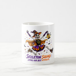 Caneca De Café Esquadrão de Esqueleto VIP de Halloween Gráfico