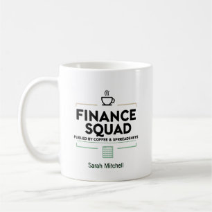 Caneca De Café Esquadrão de Finanças Alimentado por Café & Planil