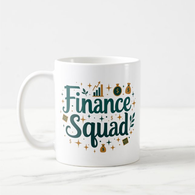 Caneca De Café Esquadrão de Finanças Personalizado com Nome (Esquerda)