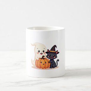 Caneca De Café "Esquadrão de Halloween Kawaii Ghost & Pumpkin
