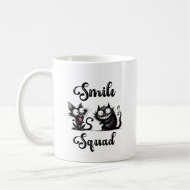 Caneca De Café Esquadrão de Sorriso com Design de Gatos Engraçado