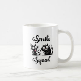 Caneca De Café Esquadrão de Sorriso com Design de Gatos Engraçado