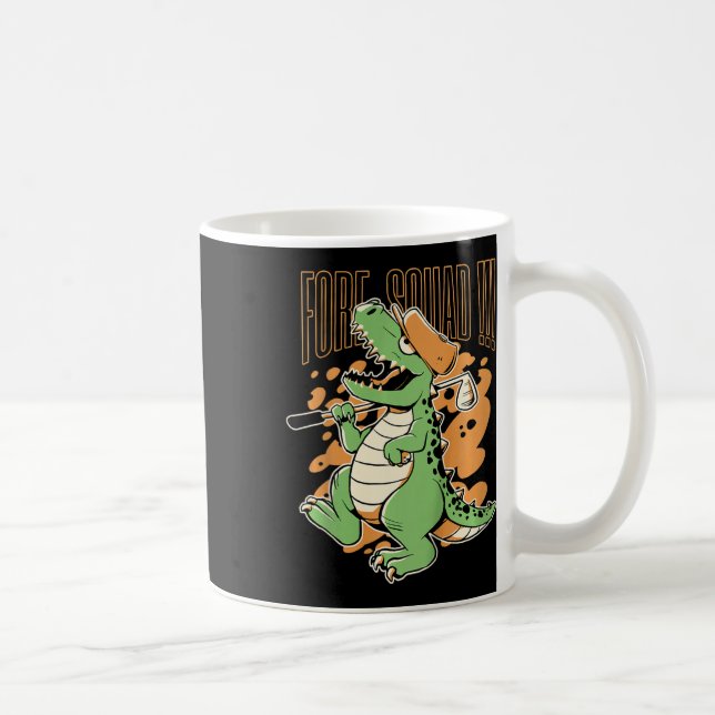 Caneca De Café Esquadrão Infantil T-rex Dinossauro Golfista Gráfi (Direita)