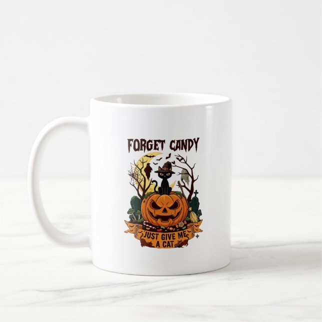 Caneca De Café Esqueça o Doce, Me Dê Apenas Abóbora de Halloween  (Esquerda)