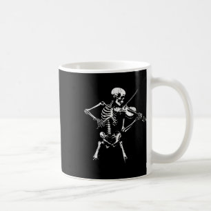 Caneca De Café Esqueleto Antigo Tocando Rock de Halloween no Viol