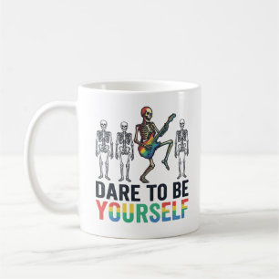 Caneca De Café Esqueleto Arco-íris Ouse Ser Você Mesmo Design de
