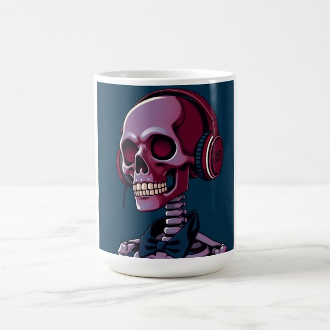 Caneca De Café Esqueleto com fones de ouvido (Centro)