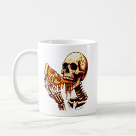 Caneca De Café Esqueleto Comendo Pizza