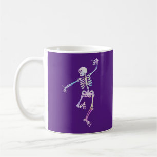 Caneca De Café Esqueleto Dançante Aquarela