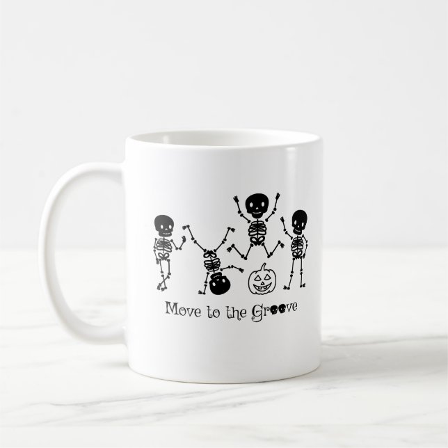 Caneca De Café Esqueleto Dançante de Halloween Mexa-se ao Ritmo (Esquerda)