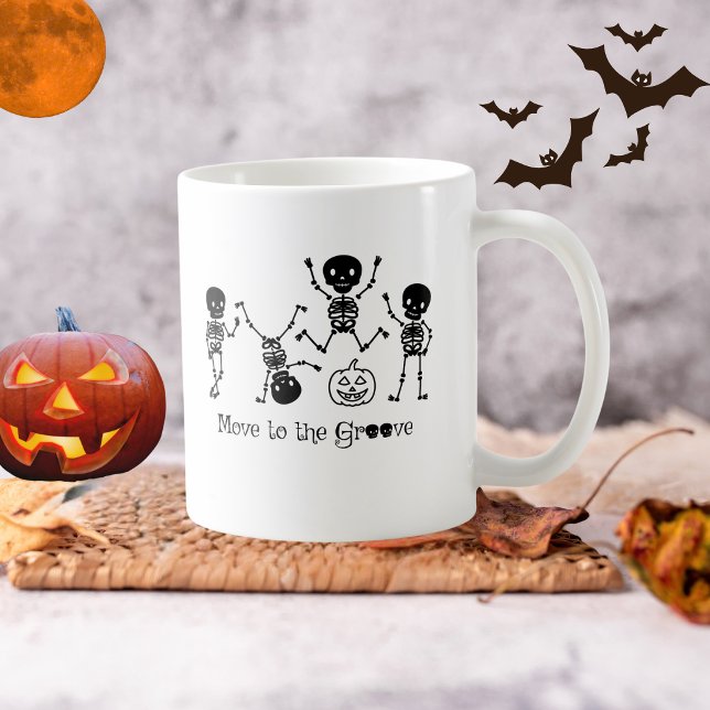 Caneca De Café Esqueleto Dançante de Halloween Mexa-se ao Ritmo (Criador carregado)