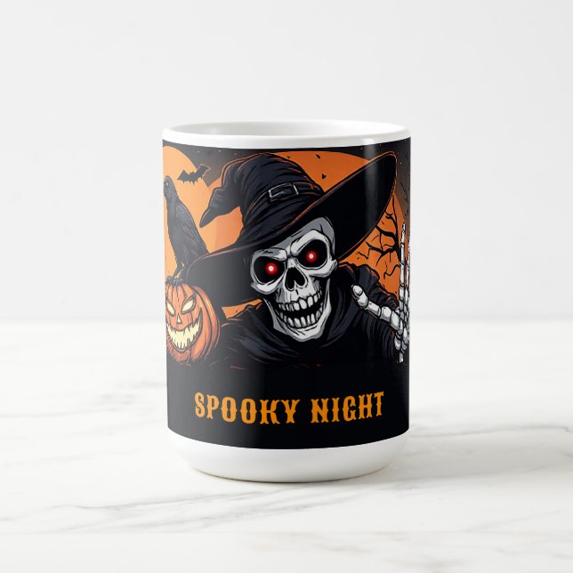 Caneca De Café Esqueleto de Bruxa Abóbora de Halloween Glow 🍂 (Centro)